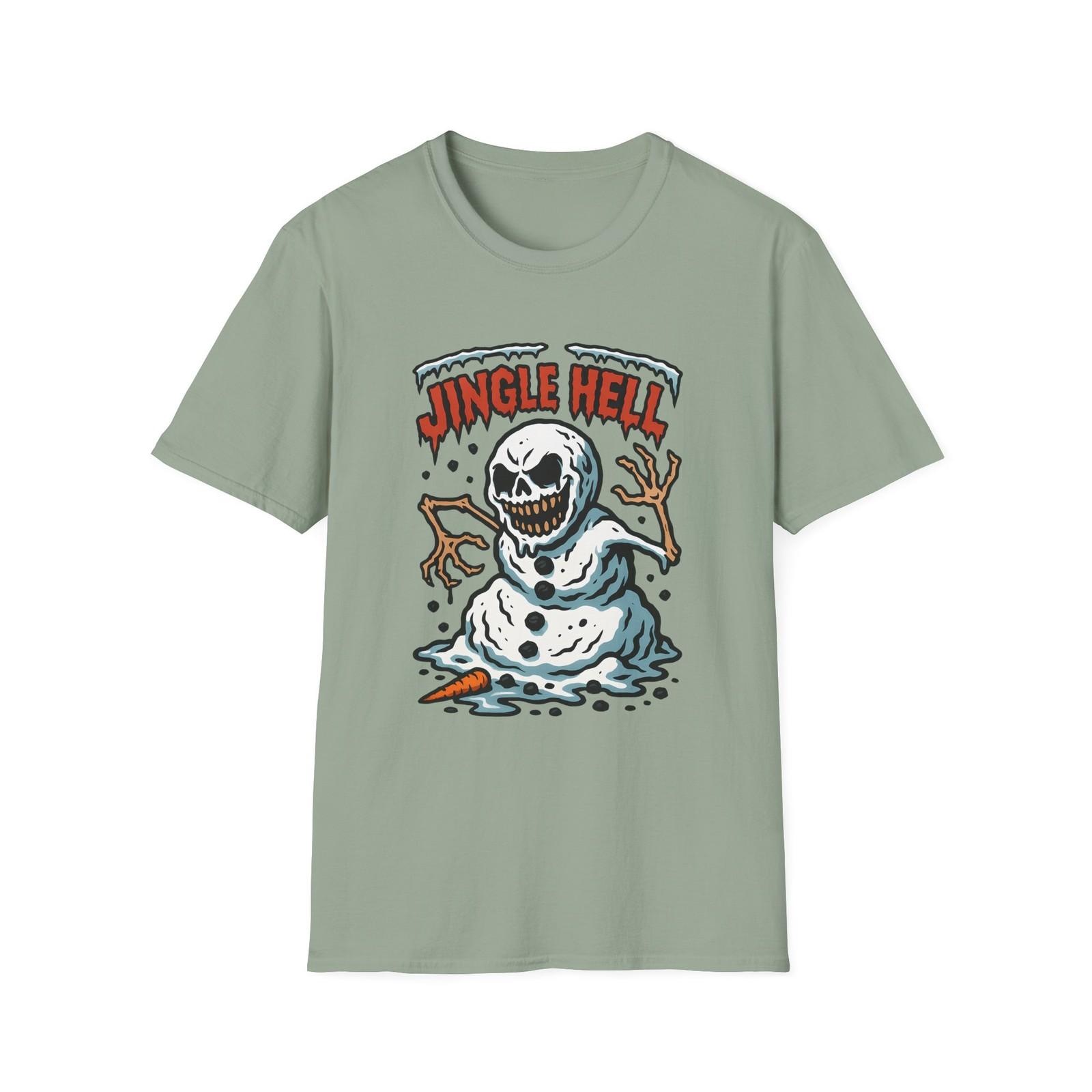Unisex Softstyle T-Shirt Mens Womens Tees Top Creepy Snowman Skeletal Gothic Holiday Christmas 2XL