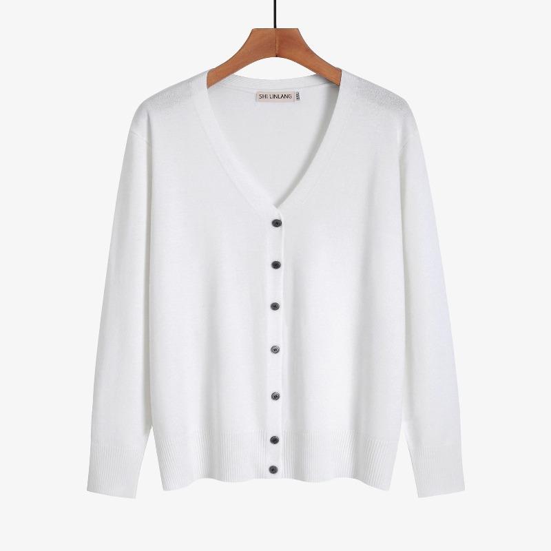 Long-sleeved Knitted Sweater Solid Color Simple Temperament Cardigan with Women's Sweater Jacket