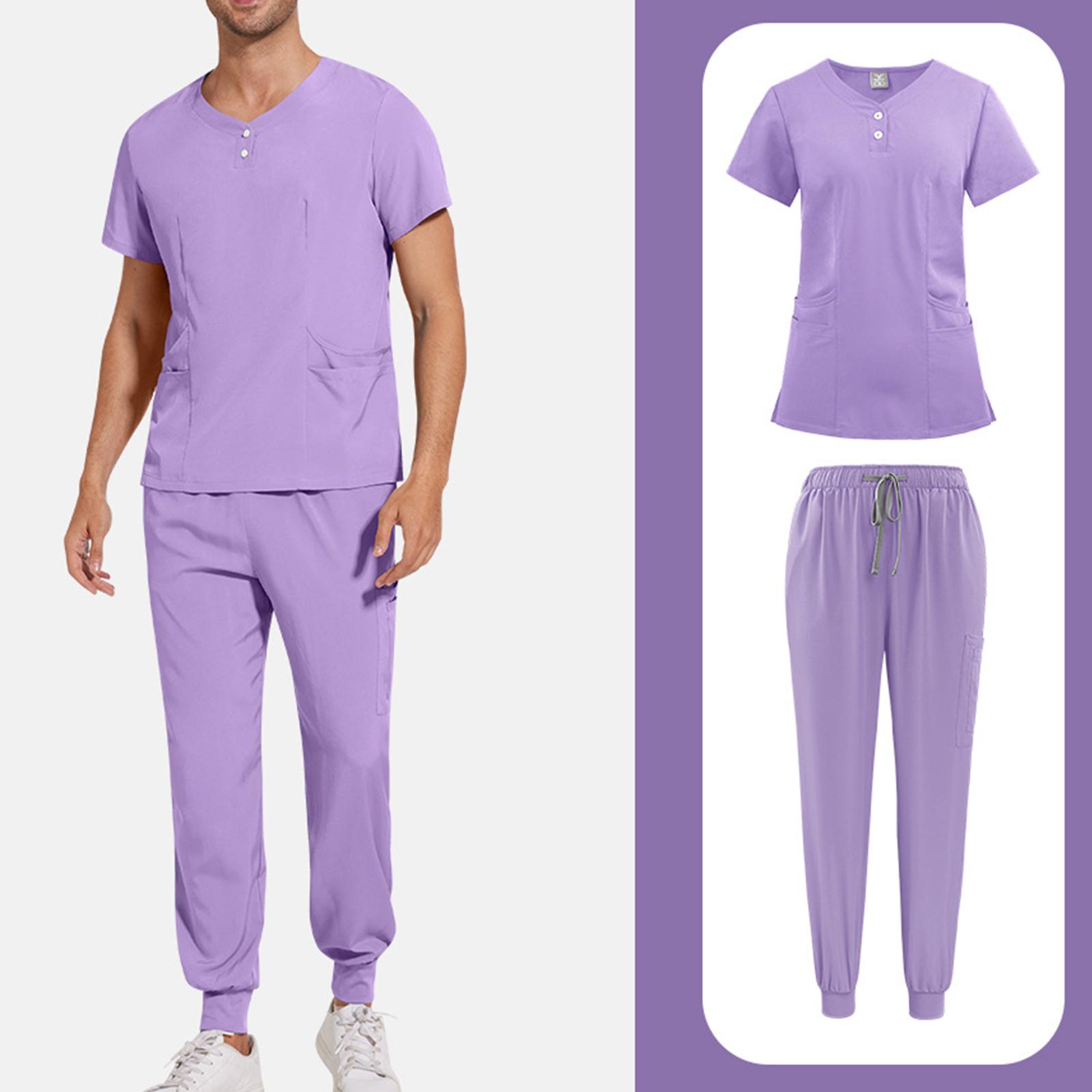 

Mens Comfortable And Casual Solid Color Short Sleeved Pants Protective Suit Set XL