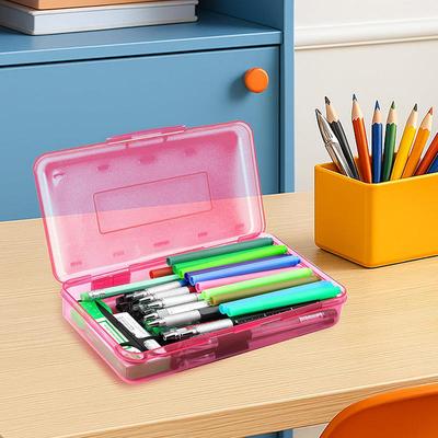 Stor kapacitet pennskrin Transparent plast Anteckningsbok Skissmarkör Färgad blyerts Målning Förvaringslåda, Tillbaka till skolan-material
