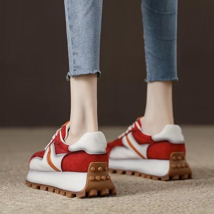 

Женские сетчатые туфли на плоской подошве, осенние модные дышащие легкие спортивные нескользящие туфли для бега на открытом воздухе, походные женские вулканизированные туфли 38 красный