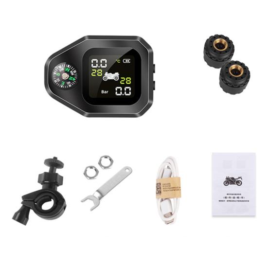 TPMS Compass High Precision Temperature Monitor Large Screen Motorcycle Tire Pressure Monitoring System