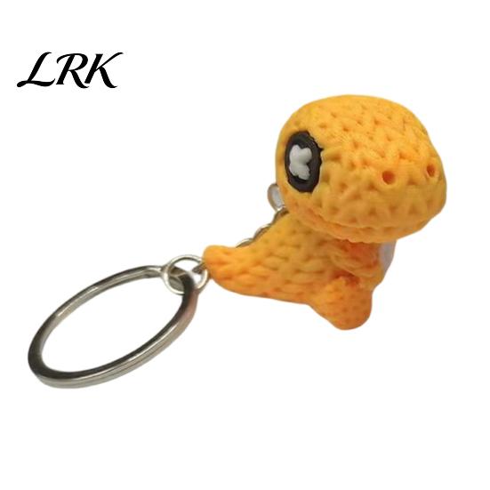 Blue Dinosaur Pendant Keychain Pendant, 3D Printed Mini Unique Gift Knitted Texture Design Keyring for Keys Backpacks Gifts Backpack Charm