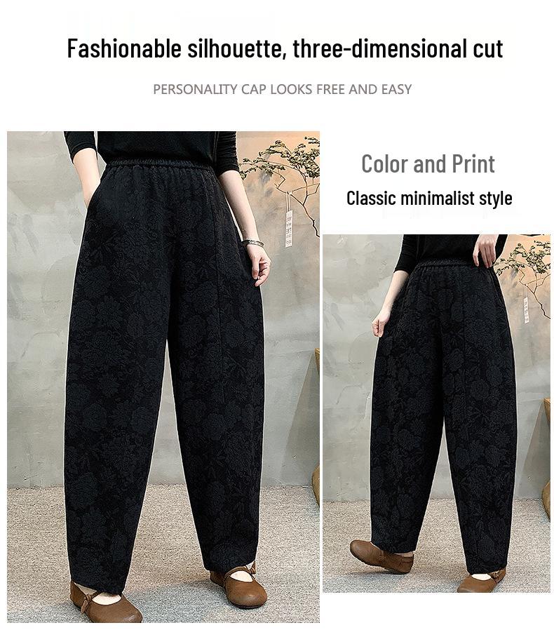 Trendy High-Waisted Wide-Leg Harem Pants for Middle-Aged & Elderly Women - Retro, Loose, Elastic & Flattering Fit