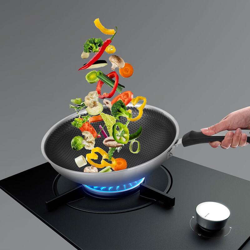 Zhishi 304 Stainless Steel Wok with Side Handle, 32cm