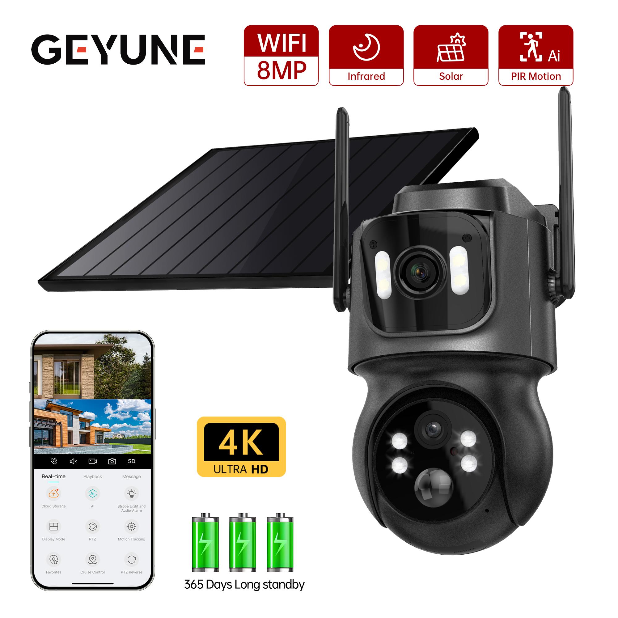 

8MP Wireless Solar Dual lens WiFi PTZ Cameras Outdoor Built-in Battery Video Surveillance Camera Long Time Standby iCsee 8MP NO SD Card білий
