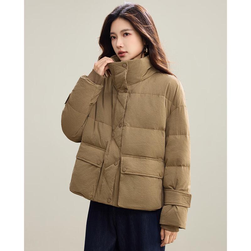 TERRE BLEUE Women's Winter Lapel Down Puffer Jacket