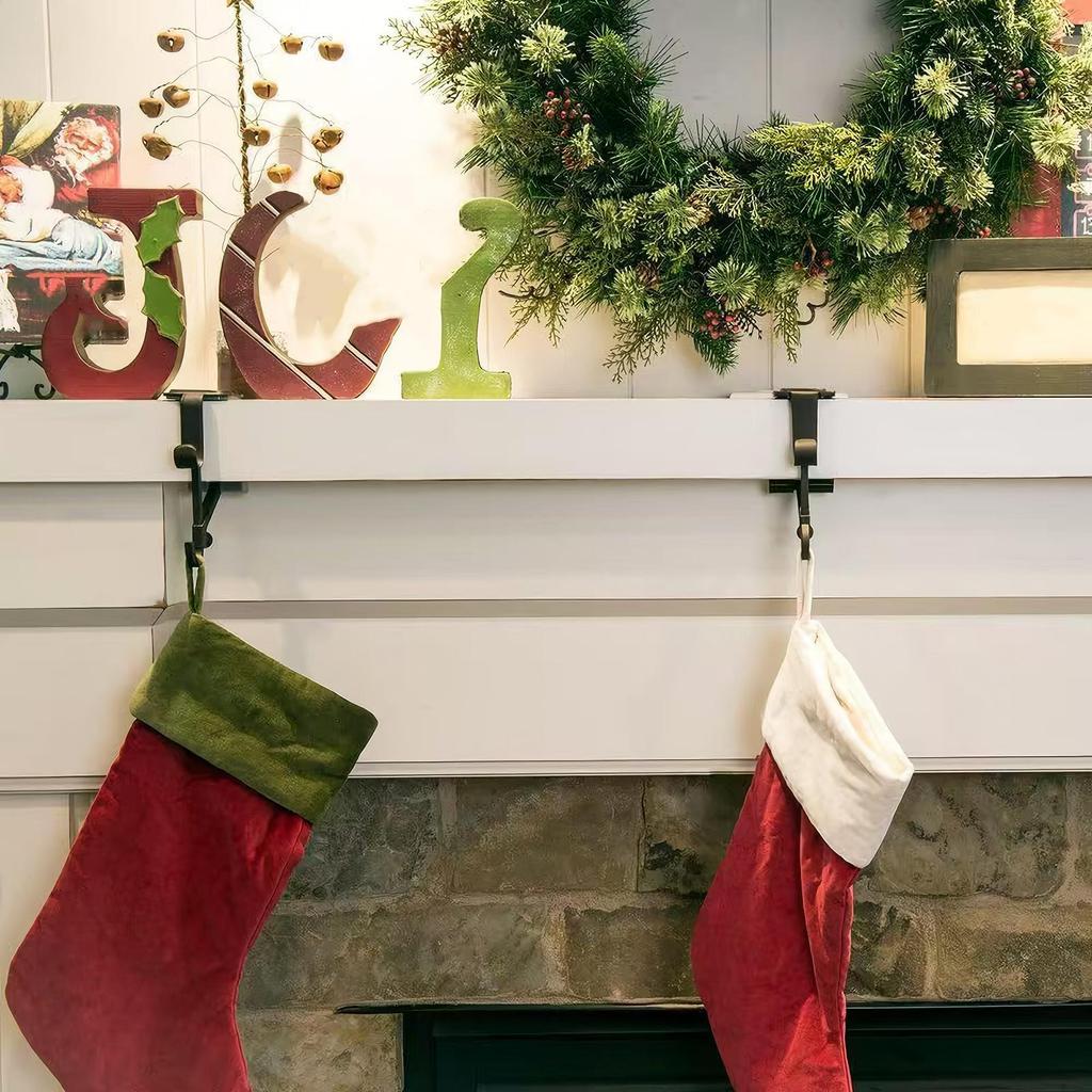 Christmas Stocking Holder 3 Pieces Adjustable Counter Display Rack for Christmas Wreath Vine Desk Fireplace Mantle Doorway
