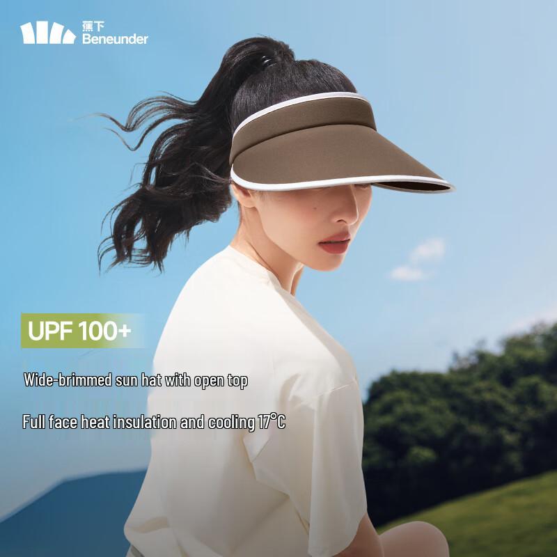 Beneunder Black Gel Topless UV Protection Sun Visor Hat for Women