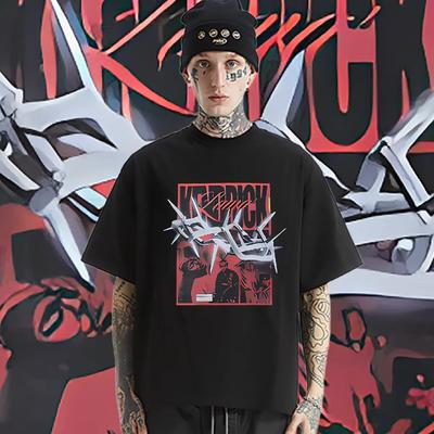 Silver Chain Round Collar Loose Short Sleeve Tops Harajuku Men's Clothes Graphic Hip-Hop Tee Fashion T Shirt Frivolous Tees