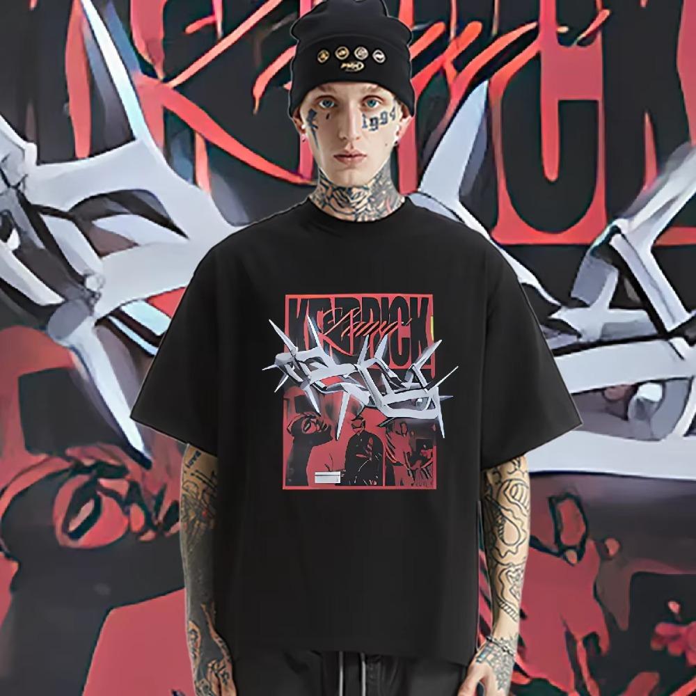 Silver Chain Round Collar Loose Short Sleeve Tops Harajuku Men's Clothes Graphic Hip-Hop Tee Fashion T Shirt Frivolous Tees