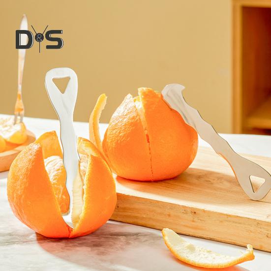 Orangenschäler, leicht zu schälen, Zitrusschäler, Edelstahl, dreieckige Klinge, Zickzack-Schaufel, Schälgerät für Orangen, Zitronen, Grapefruits