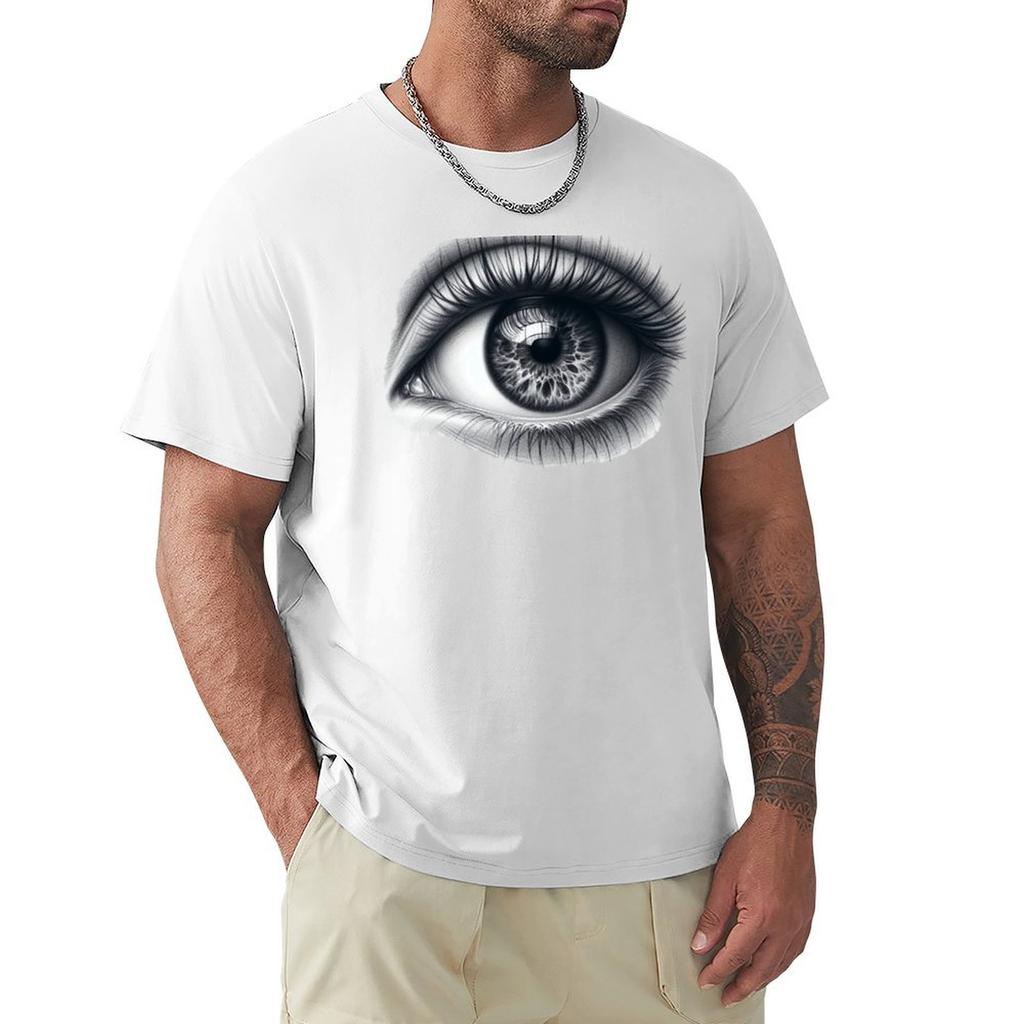 Eye skech Big realistic Unisexs Eye Pencil drawing TShirt Water Resistant Casual TShirt