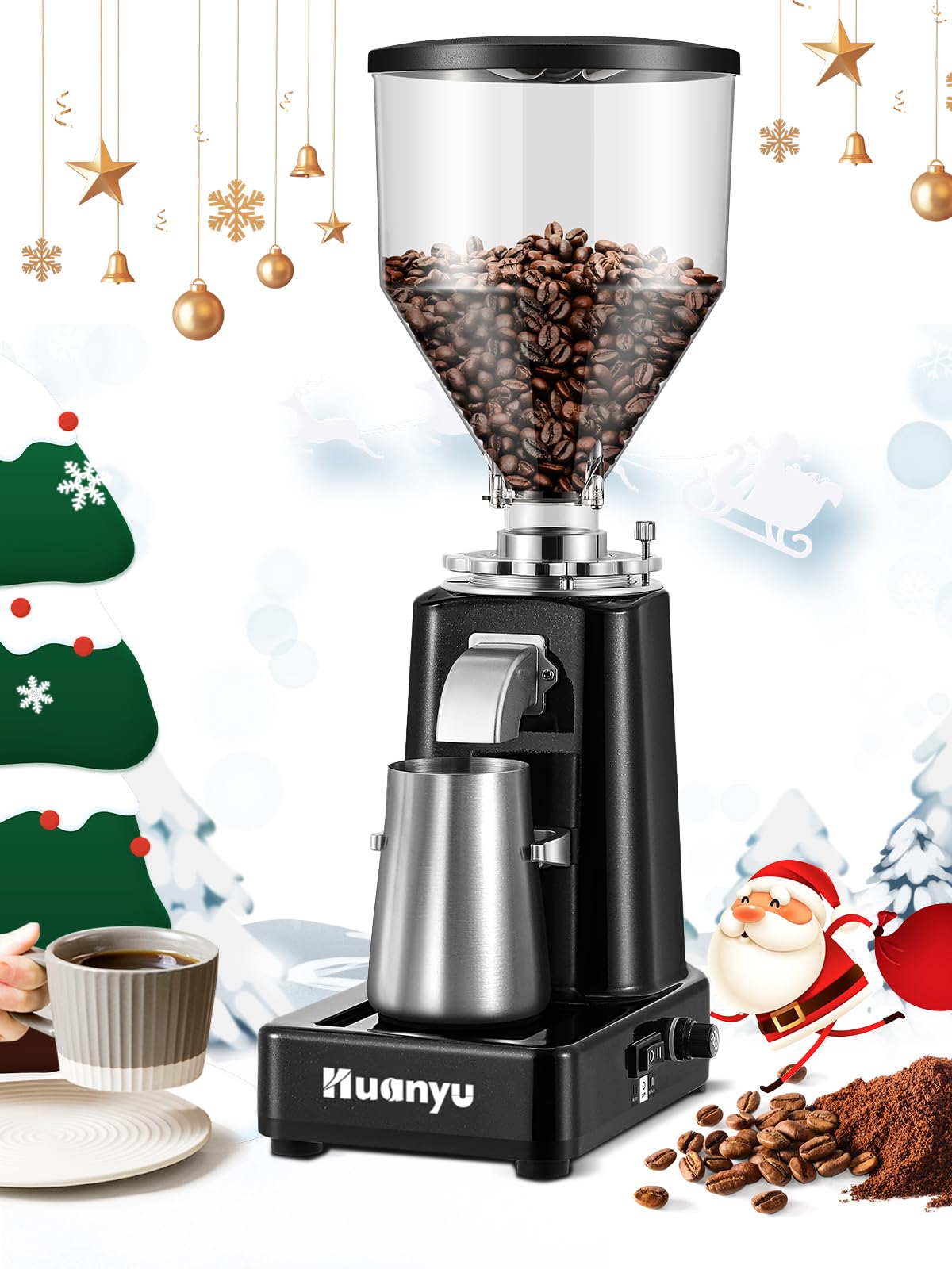 

Huanyu Coffee Electric Coffee Grind Coffee Flat 700g Large Застосовується для домашнього та комерційного використання Щітка для чищення з нержавіючої сталі, що легко подрібнюється, м’ясорубка, чорний