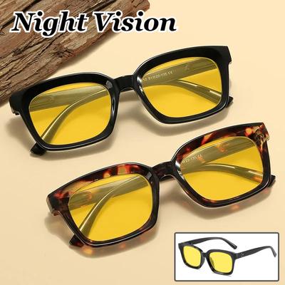 New Fashionable Large Frame Anti-blue Light Night Vision Glasses Men Women Fashion Outdoor Riding Driving Night Vision Glasses