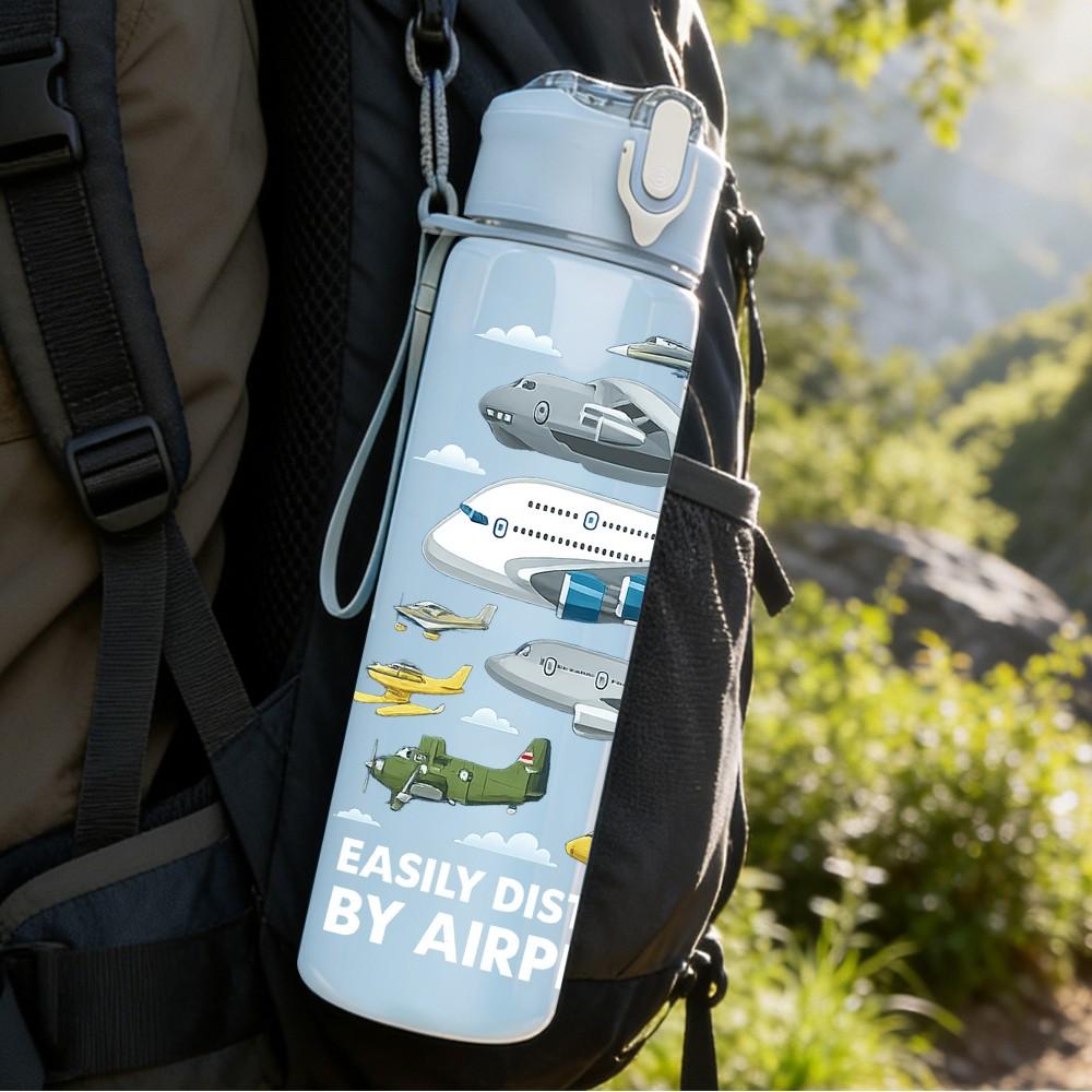 1PC Car Stack Classic Vehicle Print 750ml Color Plastic Sports Water Bottle Leakproof Flip Straw Lid Suitable for Sports Office Home Use