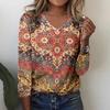 Plus size European and American Fashion 2025 Women's Elegant V-neck Long Sleeve T-shirt