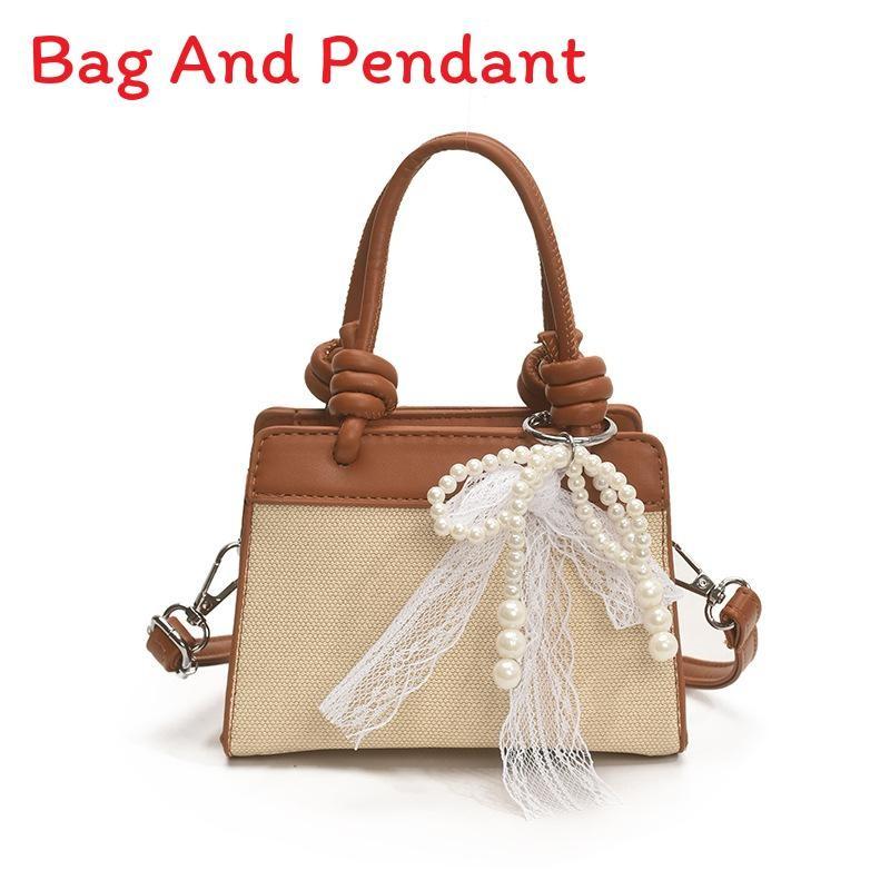 Design Minimally Spliced Children Casual Single Shoulder Square Bag With Pendant