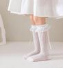 Children Sweet Bow Lace Socks Summer Thin Breathable Mesh Mid-calf Socks For Girls Fashion Ballet Style Solid Kids Calf Socks