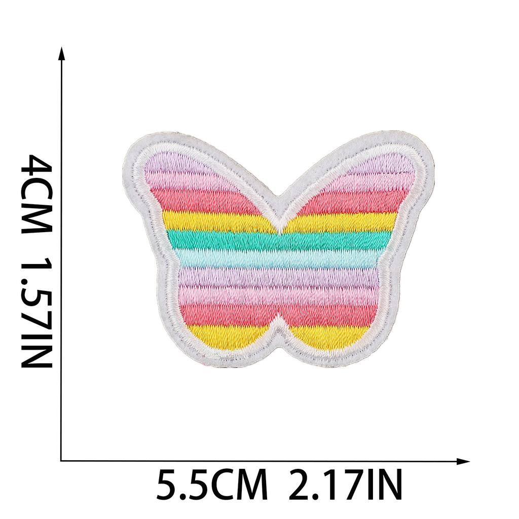 New Pink Butterfly Embroidery Cloth Sticker Cartoon Bus Patch Sticker Bag Decoration Flower Embroidery Label