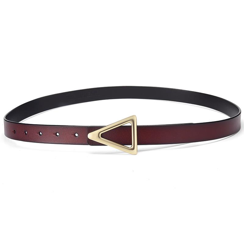 New triangle buckle leather belt - women's belt - versatile fashion decorative genuine leather belt