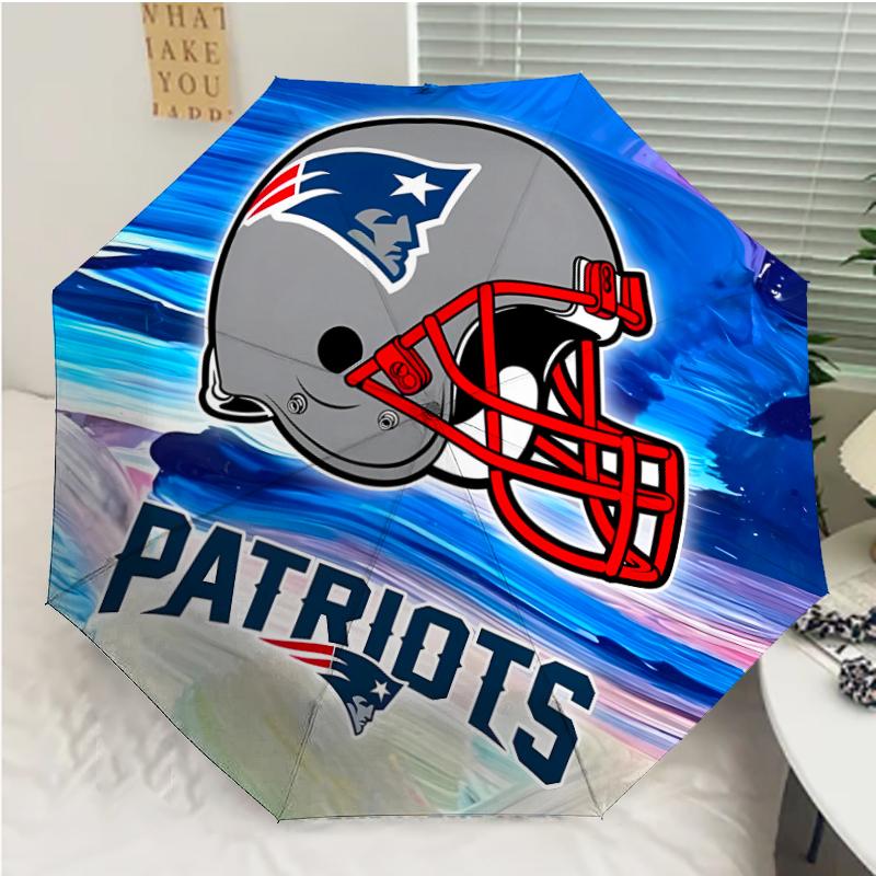Patriot Logo Print Automatic Umbrella, 8 Rib Iron Frame, Plastic Handle, Suitable for Outdoor Travel &Daily , Ideal Gift