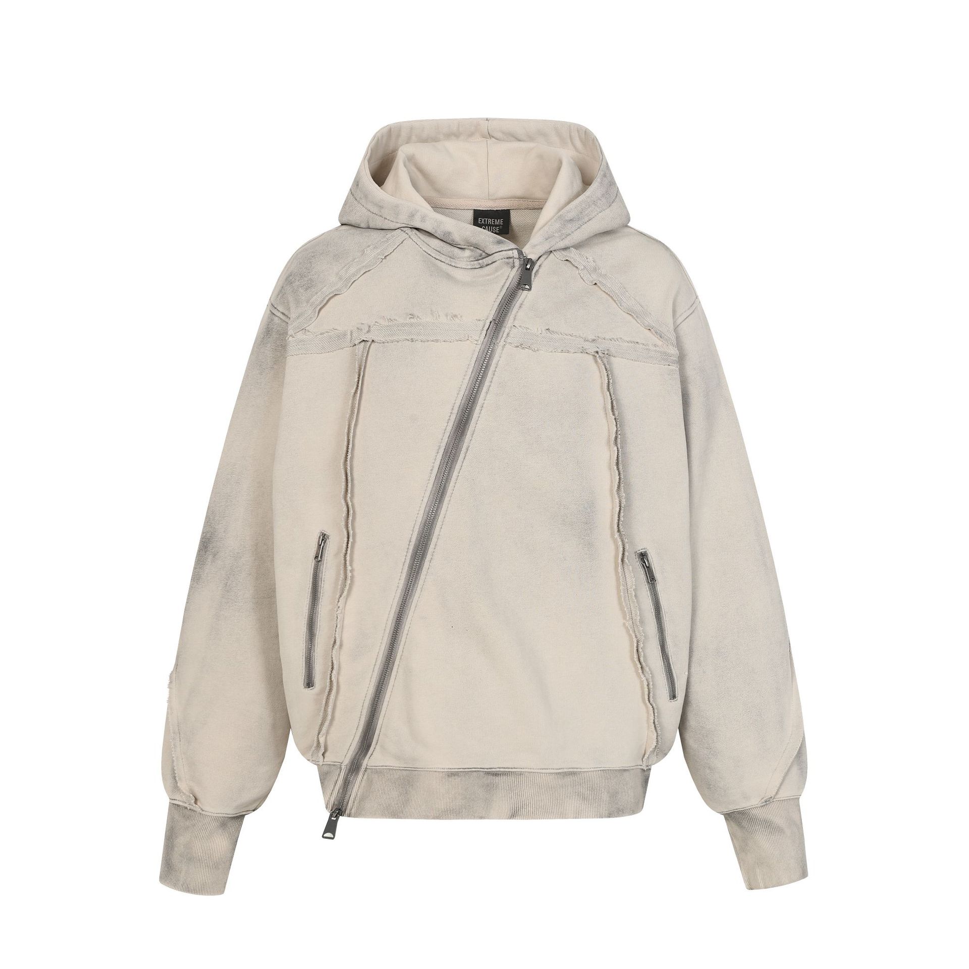 Men s Autumn American High Street Trend Hoodie Deconstruction Design Special-shaped Hooded Sweater S