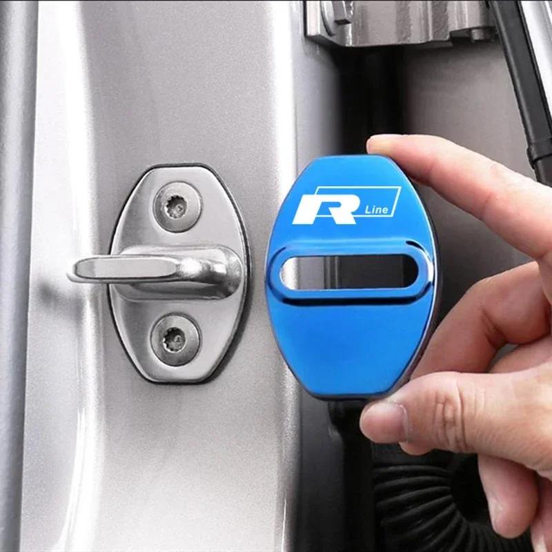 WGLRK1 4Pcs for Volkswagen VW Rline Jetta Santana Golf Polo Lavida Tiguan T-Cross Passat Bora Car Door Lock Cover Protect Buckle Case