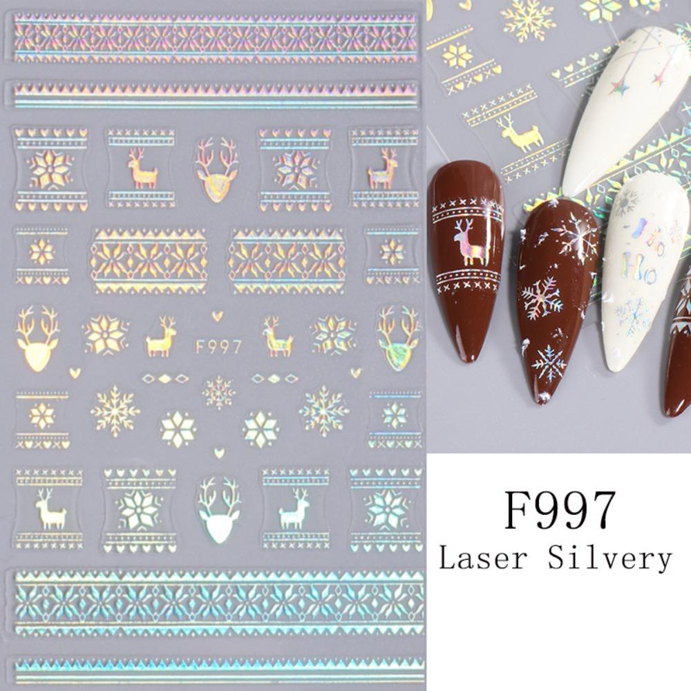 Laser Snowflake Christmas Laser Nail Stickers French Lines Christmas Nail Decorations  Girls