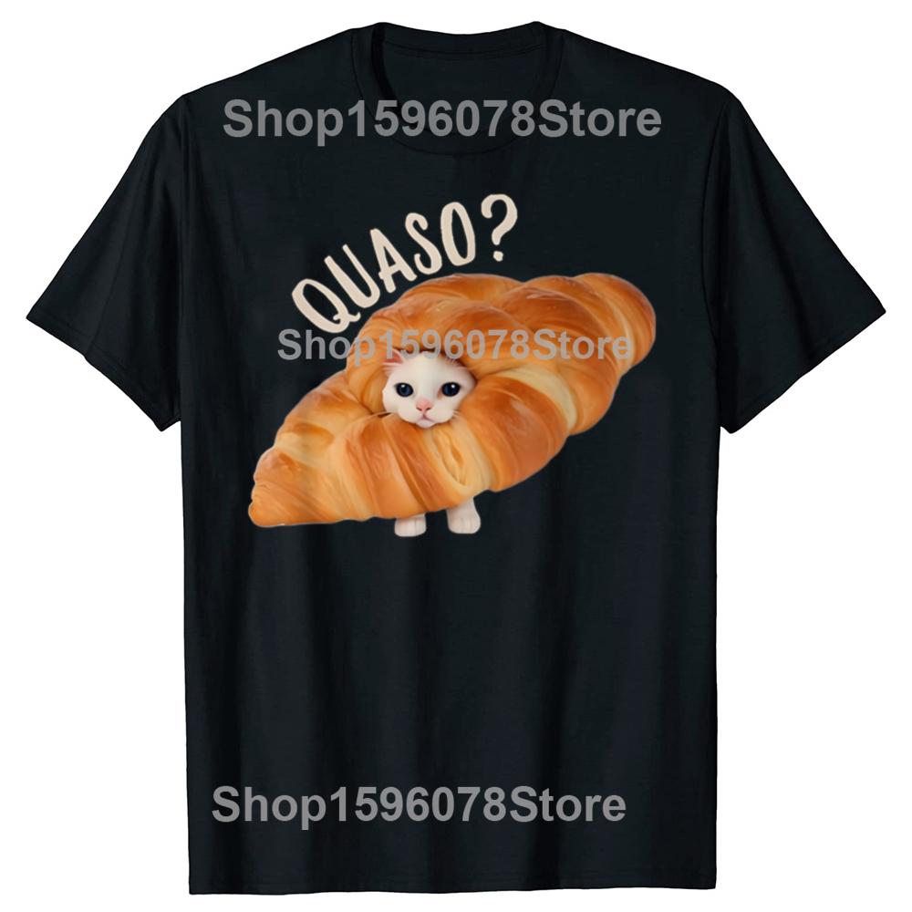 Funny Croissant Meme Cat Cake Pet Lover TShirt Summer Men Clothing Vintage Summer Cotton Short Sleeve Oversized Tshirt Tops