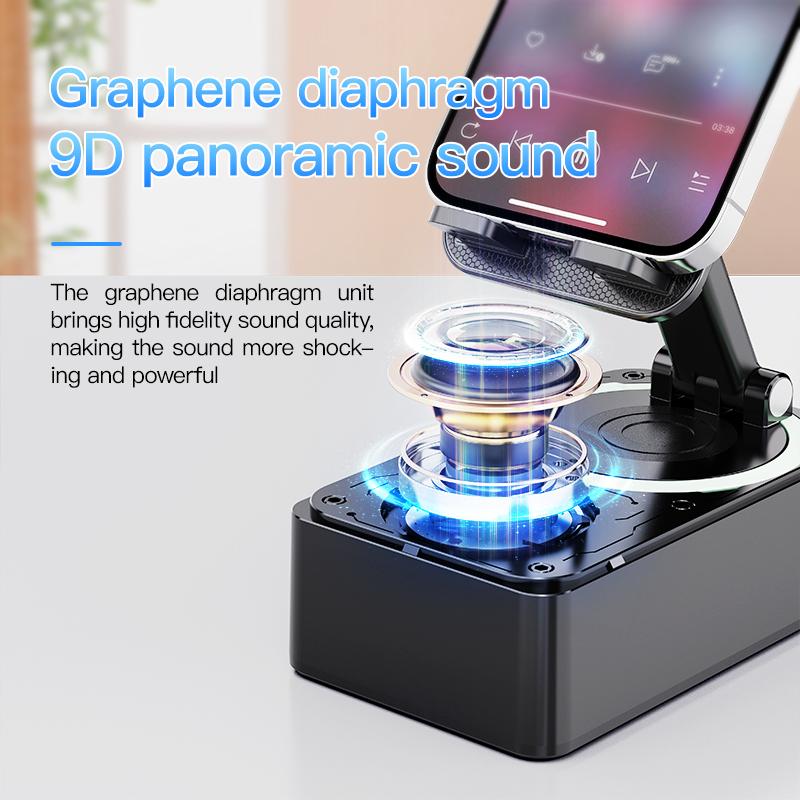 3 In 1 Bluetooth Desktop Mobile Phone Holder Mount Multi-Function Folding Rotatable Bracket Call Speaker Audio Power Bank