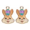 Easter Drip Oil Cartoon Egg & Rabbit Alloy Pendant Charm for DIY Necklace Accessories