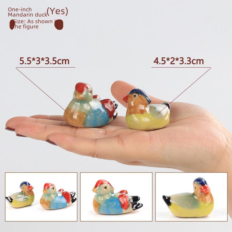 Ceramic Animal Ornaments for Aquarium Landscaping - Includes Duck, Cow, Crane, and Mandarin Duck.