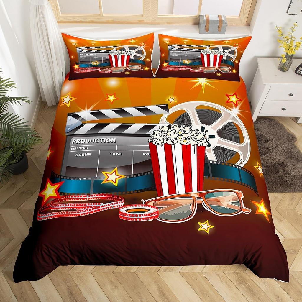 Film Theme Bedding Set Cinema Movie Theater Comforter Cover Twin Queen King Cartoon Duvet Cover Cinema Poster Design Quilt Cover