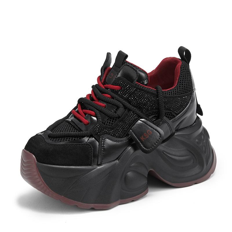 Sports dad shoes mesh thick sole showing feet small inner height increase women's shoes versatile casual ins tide white shoes explosion