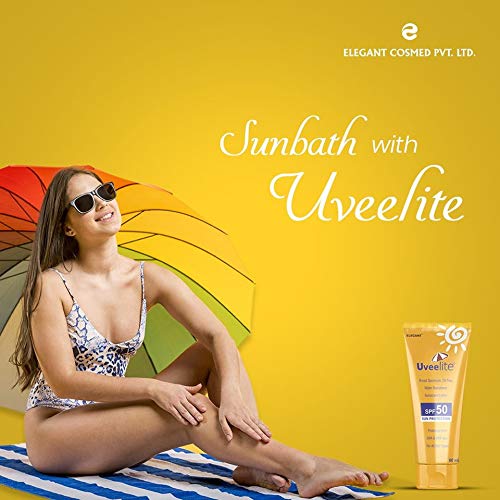Uveelite Sonnencreme LSF 50 Lotion 60ml | Breitbandschutz, Nicht klebrig, Ölfrei, Wasserbeständig, Leicht & Zieht ein | Schützt vor UVA & UVB