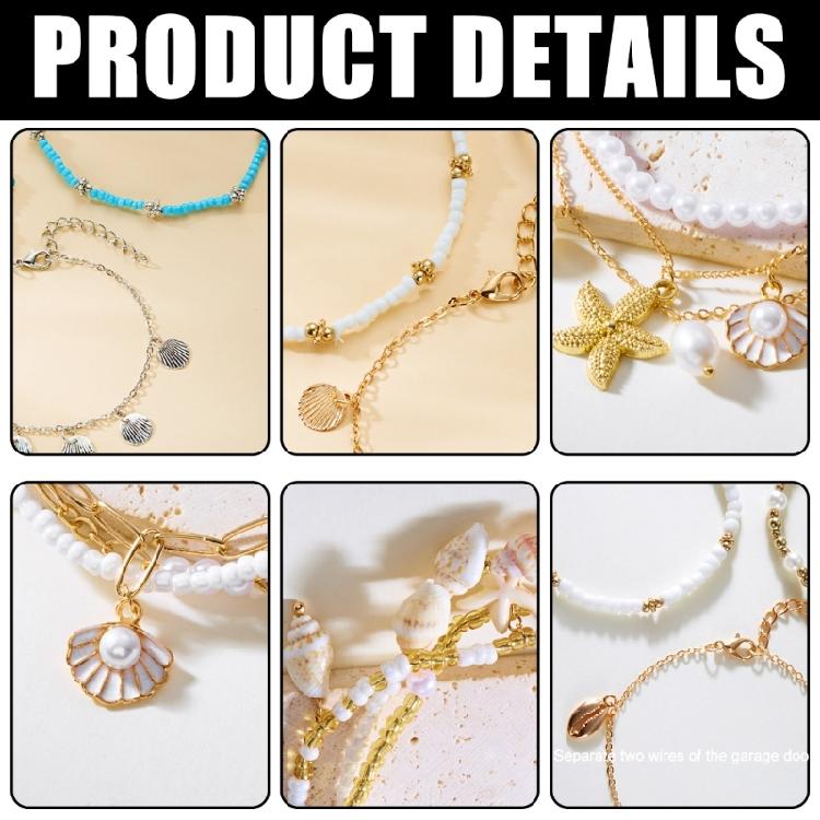 Stackable Anklet Beach Vacation Jewelry Multilayer Shell Bead Ankle Chain Handmade Comfortable Alloy Seaside Accessory
