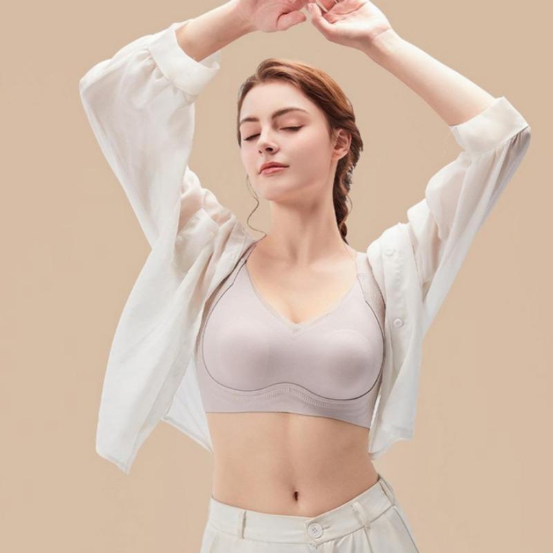 Big Breasts Look Small Nude and Comfortable Bra Seamless No-rims Breast-locking and Fat-locking Underwear