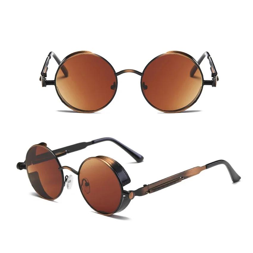 Men'S Gothic Sunglasses For Women Punk Round 80S Retro Steampunk Mirrored Sun Protection Glasses Fw2518