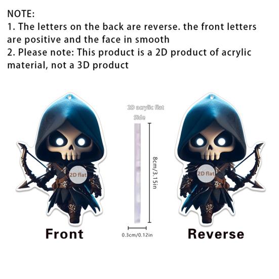 Cloak Skeleton Man Pendant 2D Flat Acrylic Bag Charm Car Rearview Mirror Ornament Halloween Christmas Tree Decoration