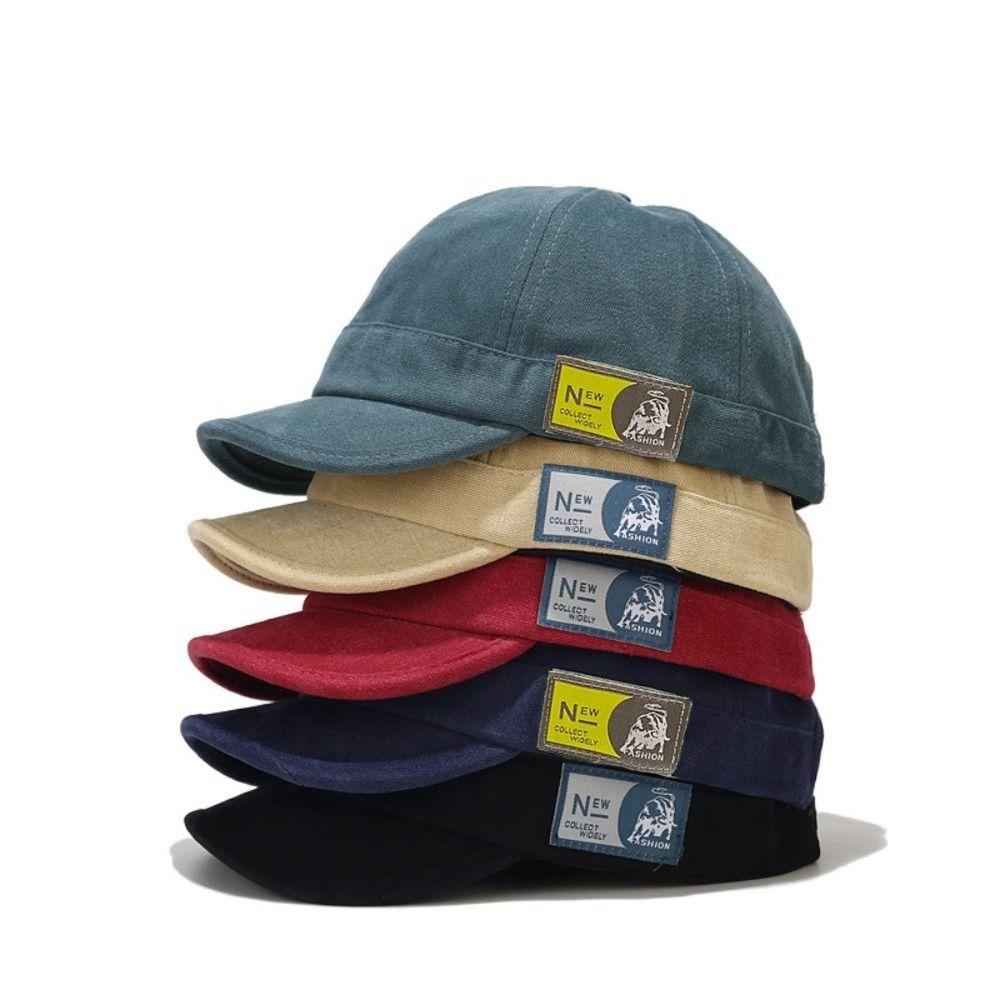Japanese Style Short Brim Baseball Cap Solid Color Peaked Cap Casual Sunscreen Sun Hat  Sports