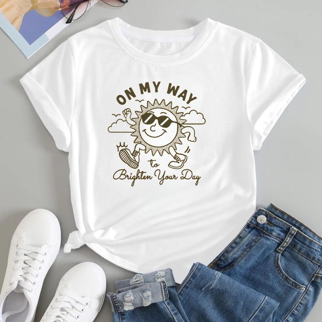 Vintage Style Sunshine Graphic T-shirt Happy Sun Cartoon Unisex Gift T-Top