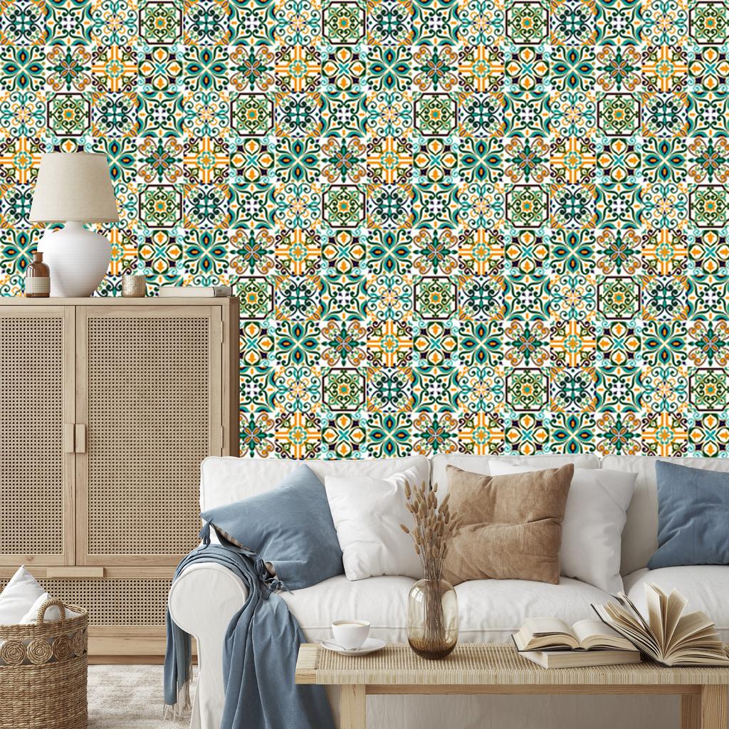 Colorful mosaic and pattern wallpaper for living room and bedroom 50x1000