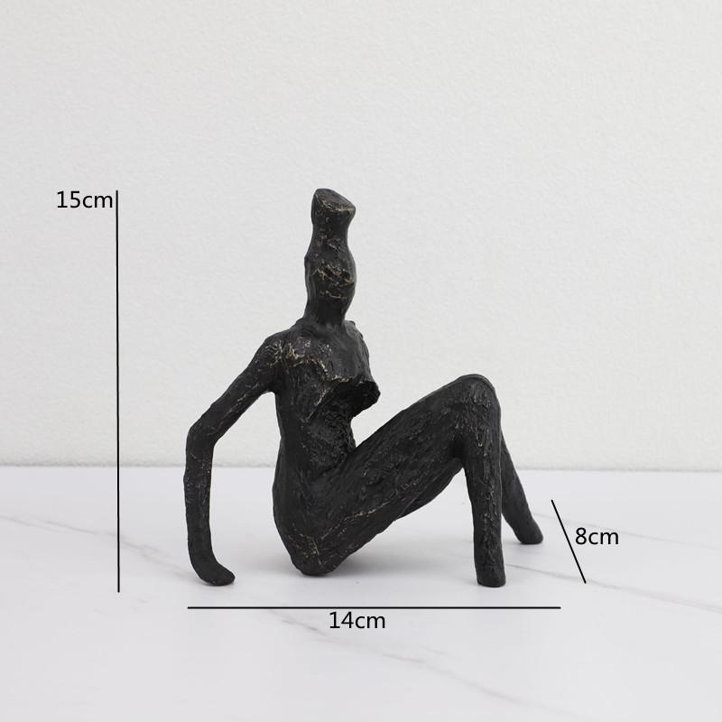 Black Cast Iron, Metal Figure Sculptures, Abstract Geometric Block Figures, Desktop Figurines, Living Room Decorative Ornaments
