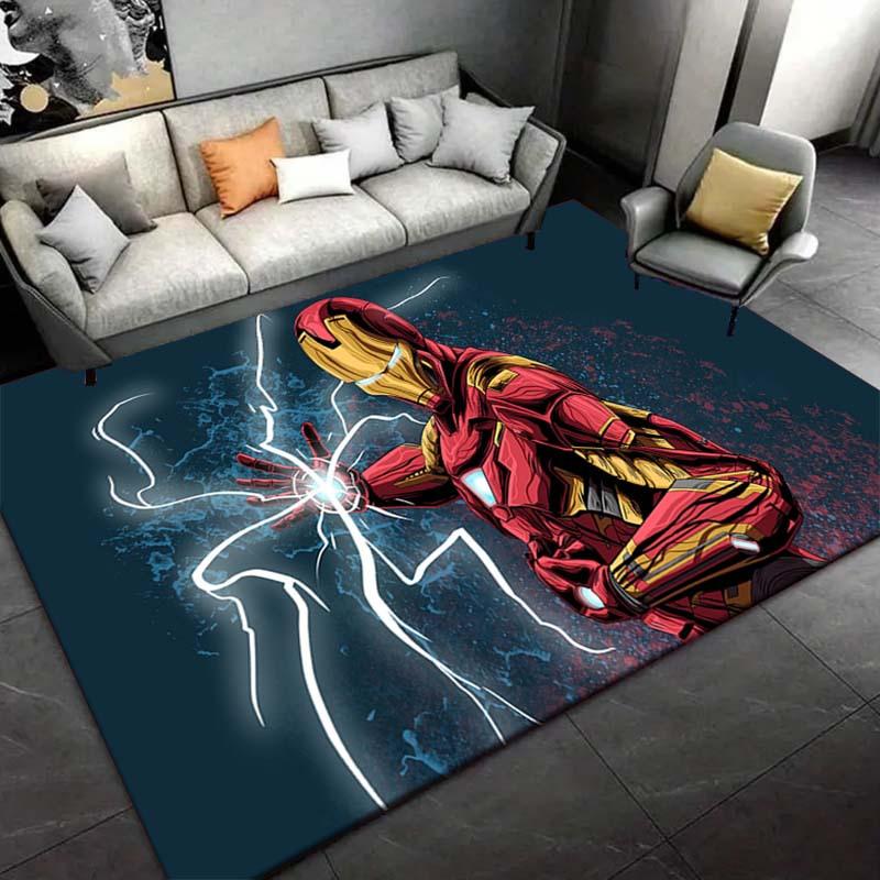 1pc Iron Man Pattern Area Rug Soft Flannel Floor Mat for Living Room, Bedroom, Sofa Coffee Table Floor Mat, Machine Washable