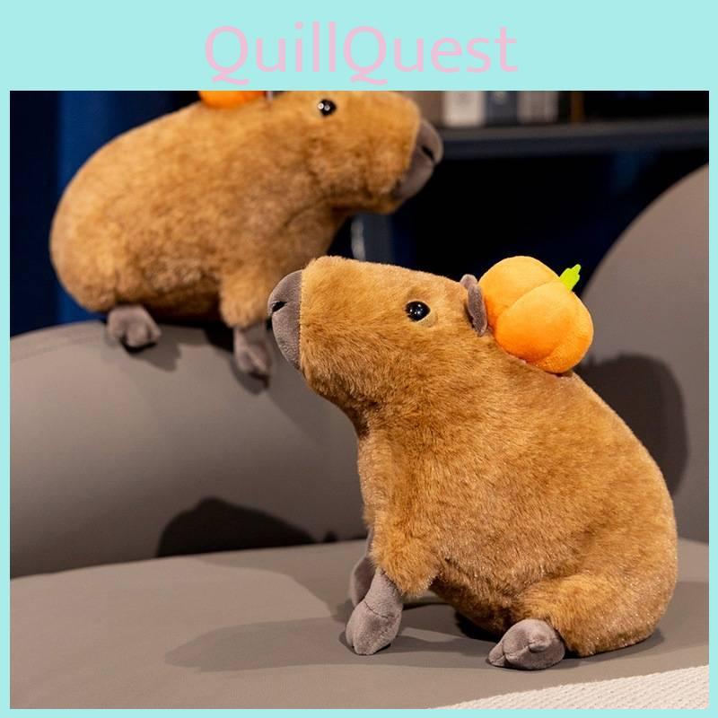 Adorable Orange Capybara Plush Toy Soft Cuddly Stuffed Animal Doll For Kids