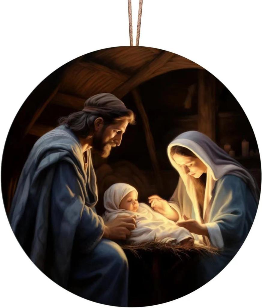 Christmas Nativity Car Pendant Acrylic Three-dimensional Vision Nativity Blessing Pendant