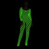 Sex Underwear Luminous Sexy Long-sleeved Engraved Fluorescent Luminous One-piece Net Socks Net Clothes Open Crotch Perspective Y