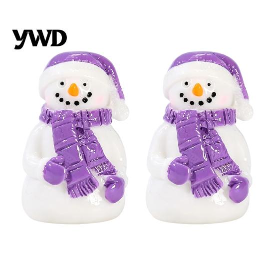 Waterproof Resin Garden Accents 2Pcs Christmas Mini Snowman Figurines, Winter Tiny Decoration, Xmas Micro Tree Decorations Landscape Ornament