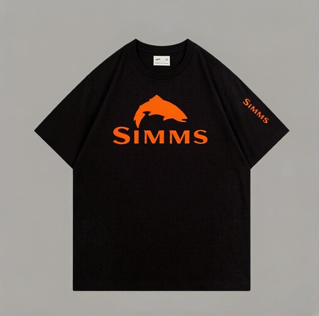 Unisexs Tshirt Fashion SIMMS Brand Streetstyle Fishing Gear Set Unisex Women Pure Cotton Streetwear Roundneck Short Sleeved Top